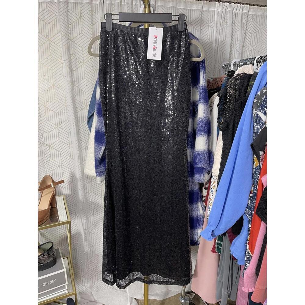 Pretty Guide Size S New Evening Formal  Maxi Skirt Sequin Zip Back